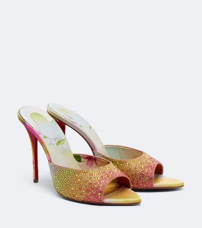 CHRISTIAN LOUBOUTIN MISS Z EMBELLISHED CRÊPE SATIN MULES