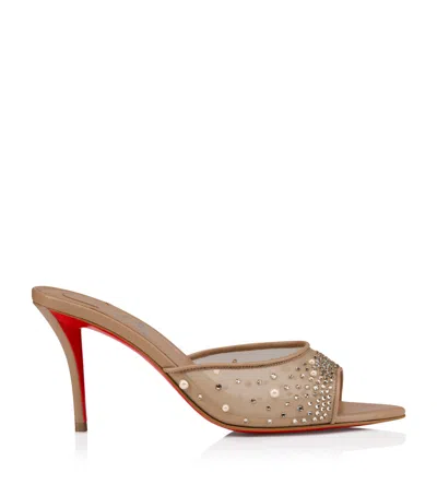 Christian Louboutin Miss Z Embellished Mules 80 In Nude