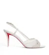 Christian Louboutin Miss Z Crystal Embellished Slingback Sandal In White