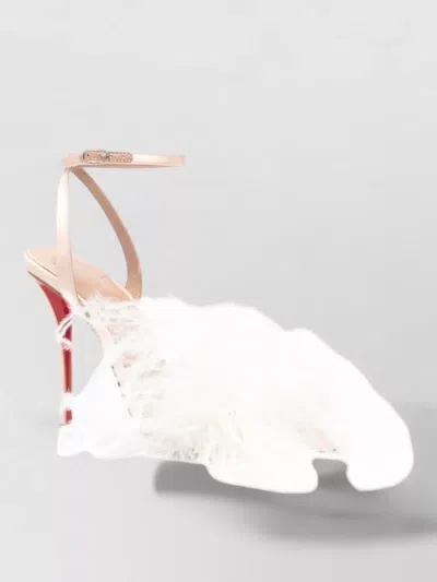 Christian Louboutin Miss Z Feather Ankle Strap Sandals In White