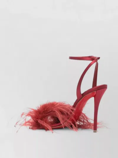 Christian Louboutin Miss Z Poupi 100 Feather-embellished Satin Sandals In Red
