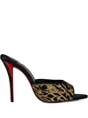 Christian Louboutin Miss Z Ocelot Lurex And Leather-trimmed Sequined Satin Mules