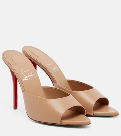 Christian Louboutin Miss Z Leather Mules In Neutral