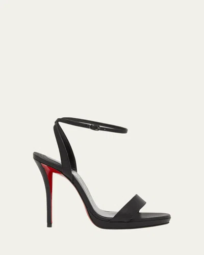 Christian Louboutin Miss Z Leather Red Sole Ankle-strap Sandals In Black