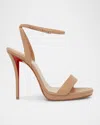 Christian Louboutin Miss Z Leather Red Sole Ankle-strap Sandals In Neutral