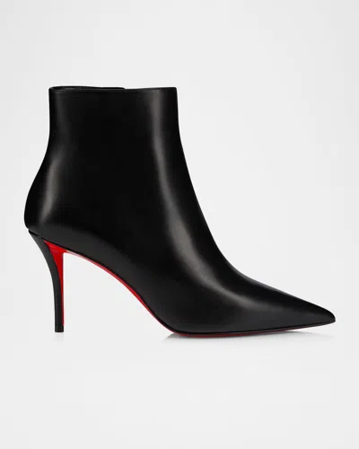 CHRISTIAN LOUBOUTIN MISS Z LEATHER RED SOLE BOOTIES