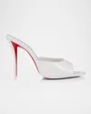 Christian Louboutin Miss Z Leather Red Sole Mule Sandals In White