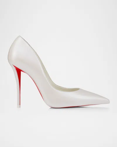 Christian Louboutin Miss Z Leather Red Sole Pumps In White