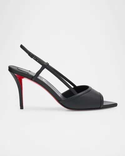 CHRISTIAN LOUBOUTIN MISS Z LEATHER RED SOLE SLINGBACK SANDALS