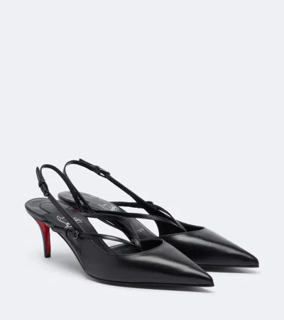 Christian Louboutin Twistissimo Leather Pumps Pointed Toe Slingback In Black