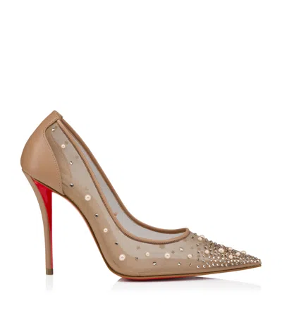 Christian Louboutin Miss Z Leather-strass Pumps 100 In Brown