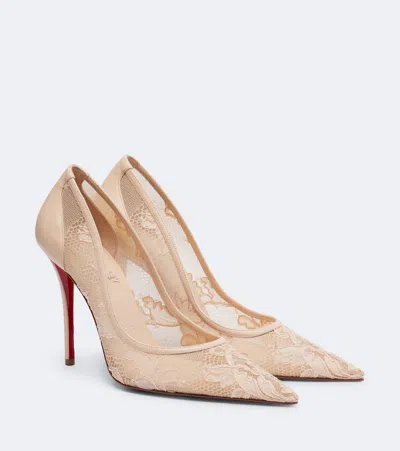 Christian Louboutin Miss Z Leather-trimmed Lace Pumps In Pink