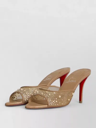Christian Louboutin Miss Z Mesh Pearl Stiletto Mules In Brown