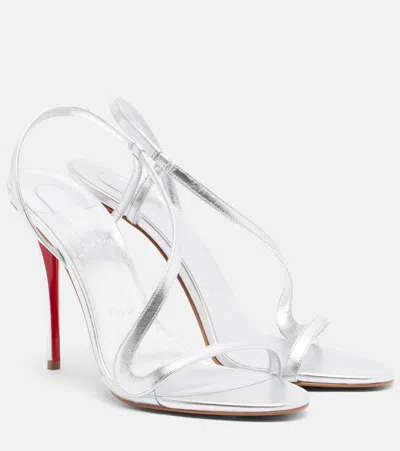 Christian Louboutin Heeled Sandals With Strappy Metallic Finish In Grey
