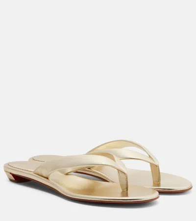 Christian Louboutin Miss Z Metallic Leather Thong Sandals In Animal Print