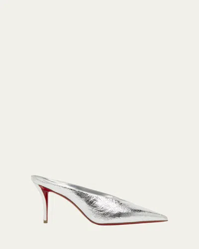 CHRISTIAN LOUBOUTIN MISS Z METALLIC RED SOLE MULE PUMPS