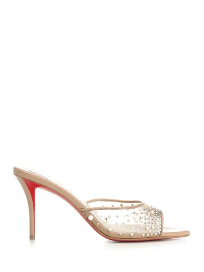 Christian Louboutin Miss Z Mule Degrasstrass Perla 80 Rete/nappa/linin Sandals Rose In Brown