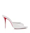 Christian Louboutin 100mm Miss Z Metallic Leather Mule Sandals In White