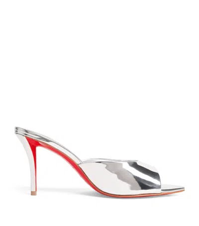 Christian Louboutin Miss Z Mule Patent Leather Mules 80 In Silver