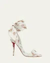 Christian Louboutin Miss Z Multi Silk Ankle-wrap Red Sole Sandals