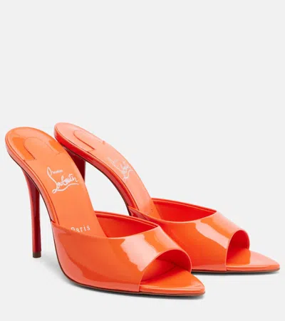 Christian Louboutin 100mm Miss Z Leather Mule Sandals In Orange