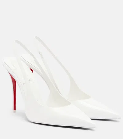 Christian Louboutin Miss Z 100 Patent-leather Slingback Pumps In White