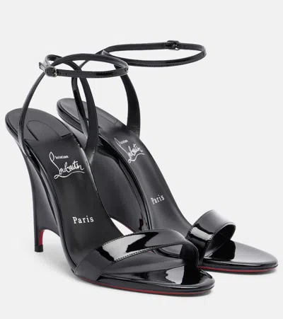 Christian Louboutin 100mm Zeezeenella Patent Leather Wedge Sandals In Black