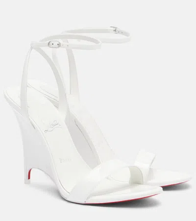 Christian Louboutin Zeezeenella 110 Patent-leather Wedge Sandals In White