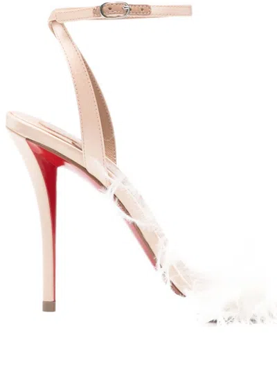 Christian Louboutin Miss Z Plumes Sandals In White