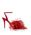 Christian Louboutin Miss Z Poupi Satin Heeled Sandals 100 In Red