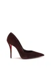 Christian Louboutin Stylish Pointed Toe Suede Pumps In Burgundy