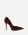 Christian Louboutin Stylish Pointed Toe Suede Pumps In Burgundy