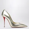 Christian Louboutin Miss Z Pumps In Silver Laminated Nappa Leather In Gold