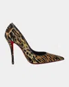 Christian Louboutin Miss Z Ocelot 100 Lurex And Leather-trimmed Sequined Satin Pumps In Multi