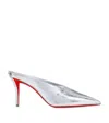 Christian Louboutin Miss Z 80mm Metallic Leather Mules In Metallic