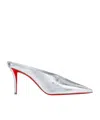 Christian Louboutin Miss Z 80mm Metallic Leather Mules In Silver