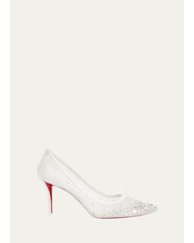 Christian Louboutin Miss Z Sparkling Red Sole Pumps In White