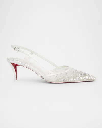 Christian Louboutin Miss Z Sparkling Red Sole Slingback Pumps In Ivory