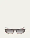 Christian Louboutin Spiked Oval Acetate Sunglasses In Black