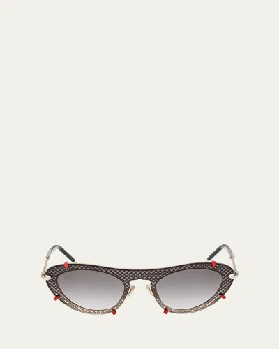 CHRISTIAN LOUBOUTIN MISS Z SPIKED OVAL ACETATE SUNGLASSES