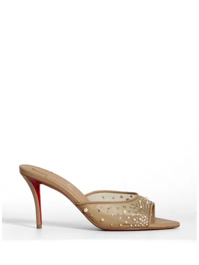 Christian Louboutin Miss Z 80 Desgrastrass Pearl Mules In Neutral