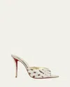 Christian Louboutin Miss Z Strass Red Sole Slide Sandals In White