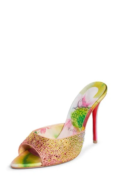 Christian Louboutin Miss Z 100 Crystal-embellished Satin Mules In Multi