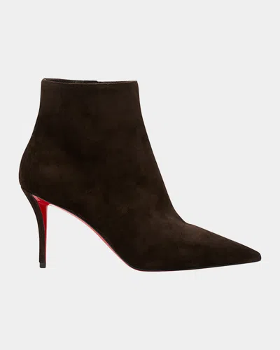CHRISTIAN LOUBOUTIN MISS Z SUEDE RED SOLE BOOTIES