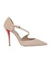 Christian Louboutin Miss Ziggyta Suede Red Sole Pumps In Neutral