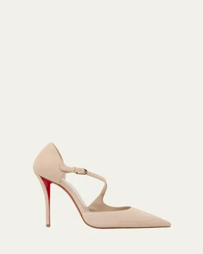 CHRISTIAN LOUBOUTIN MISS ZIGGYTA SUEDE RED SOLE PUMPS