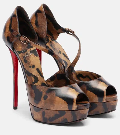 CHRISTIAN LOUBOUTIN MISS ZIGOURATA 160 LEATHER PLATFORM PUMPS