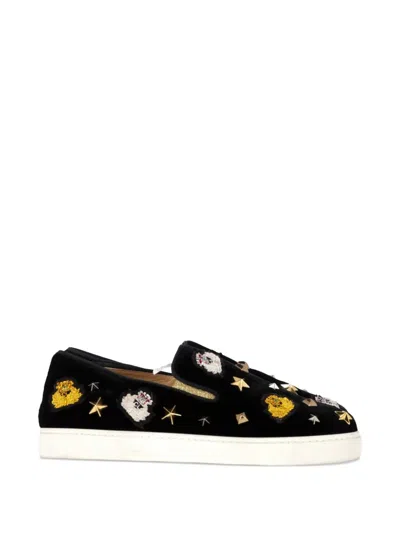 Pre-owned Christian Louboutin Mister Academy Embellished Sneakers In Black