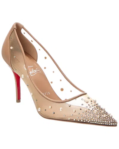Christian Louboutin Mizz Z Degrastrass 90 Mesh & Leather Pump In Brown