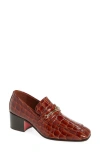 Christian Louboutin Mj Croc Embossed Loafer In Acajou